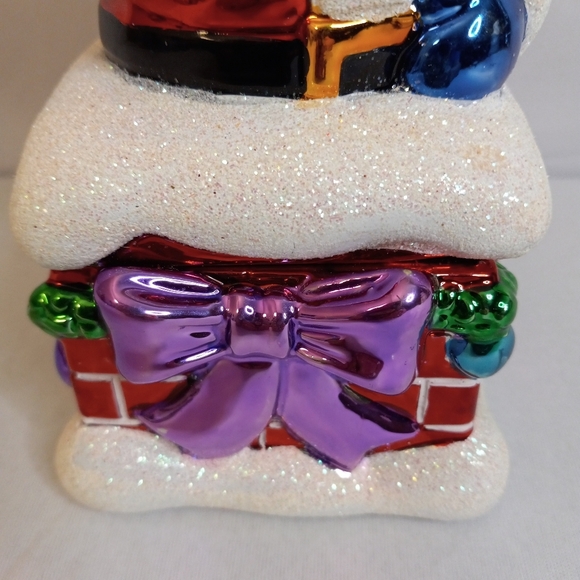 2004 CHRISTOPHER RADKO Christmas Glass SANTA CLAUS Candy Box Glitter 7.5 " H - Picture 3 of 10